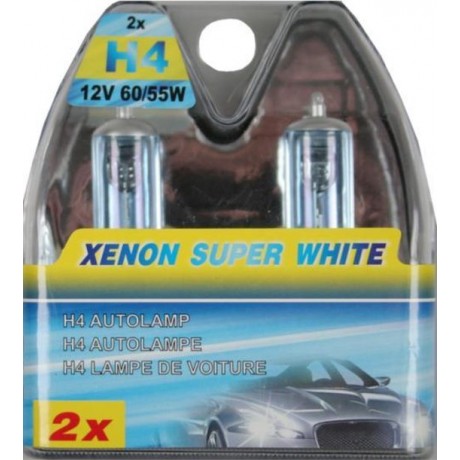 Phil Trade H4 Xenon Look Optical Halogen Bulbs – 60/55W 6000K White, E-Marked, 12V (Set Of 2)